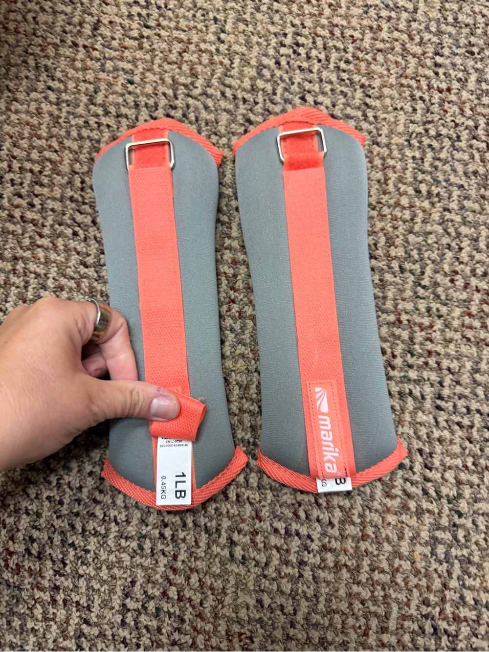 Marika Gray and Coral Ankle/Wrist Weights - 1 lb Pair